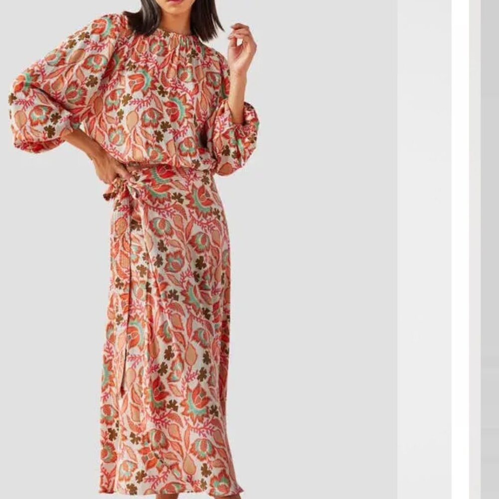 NEW Omika Ayla Peasant Boho Blouse Palmera Spritz S